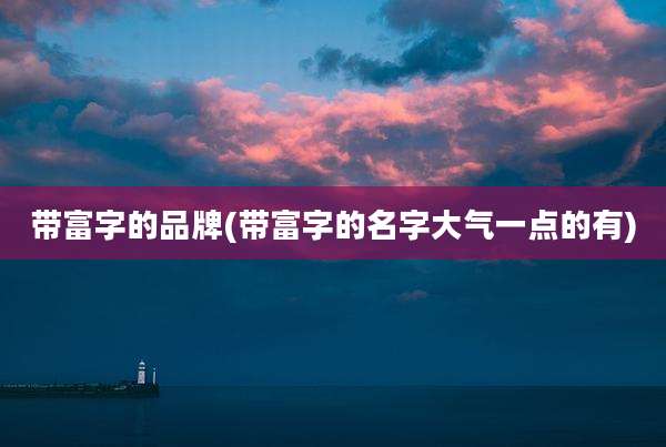 带富字的品牌(带富字的名字大气一点的有)