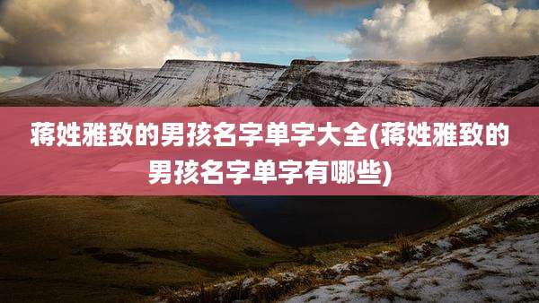 蒋姓雅致的男孩名字单字大全(蒋姓雅致的男孩名字单字有哪些)