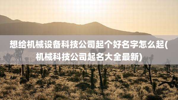 想给机械设备科技公司起个好名字怎么起(机械科技公司起名大全最新)