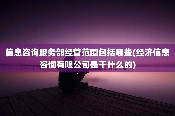 信息咨询服务部经营范围包括哪些(经济信息咨询有限公司是干什么的)