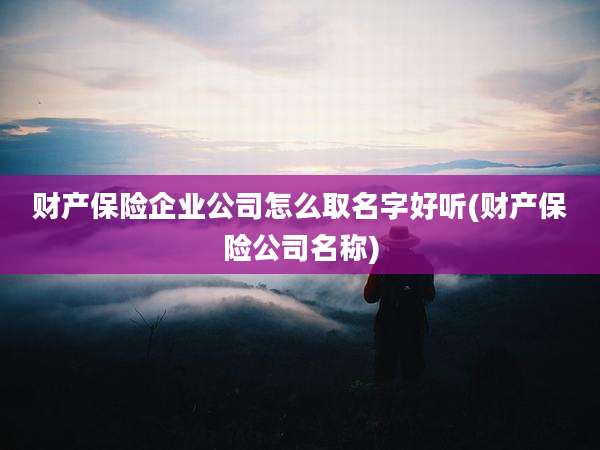 财产保险企业公司怎么取名字好听(财产保险公司名称)