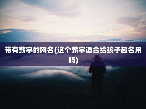 带有薪字的网名(这个薪字适合给孩子起名用吗)