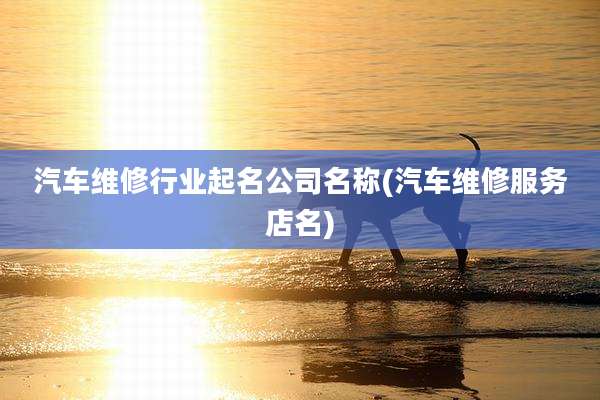 汽车维修行业起名公司名称(汽车维修服务店名)