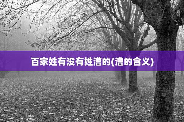 百家姓有没有姓漕的(漕的含义)