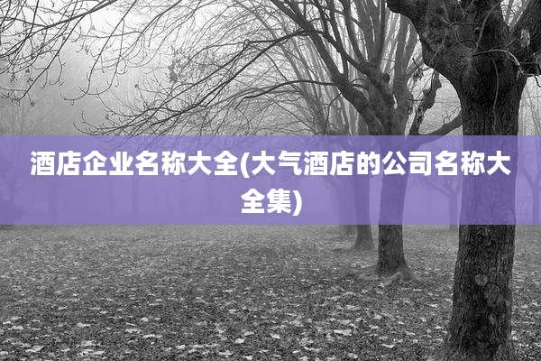 酒店企业名称大全(大气酒店的公司名称大全集)