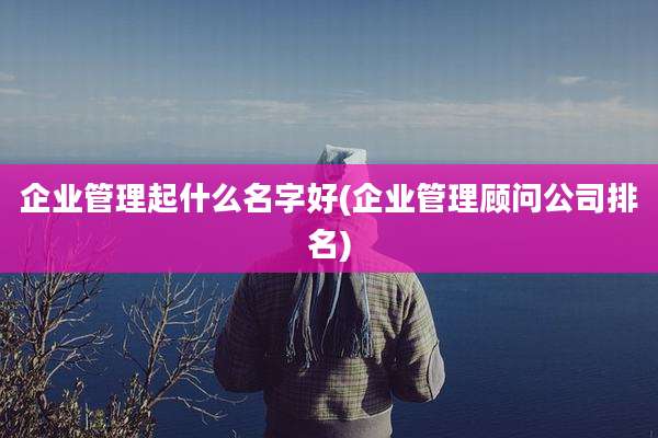企业管理起什么名字好(企业管理顾问公司排名)
