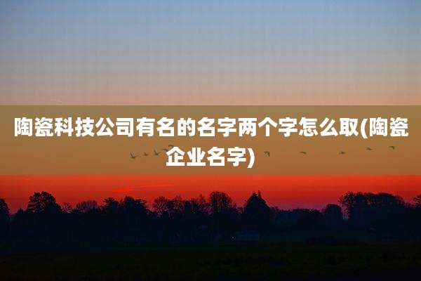陶瓷科技公司有名的名字两个字怎么取(陶瓷企业名字)