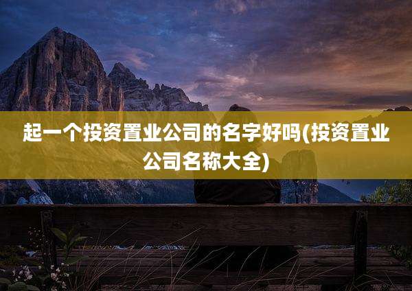 起一个投资置业公司的名字好吗(投资置业公司名称大全)