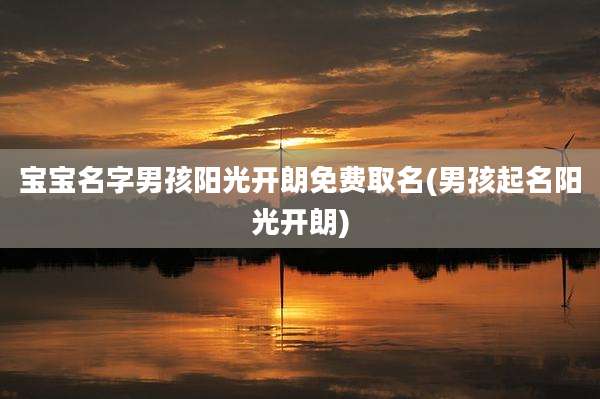 宝宝名字男孩阳光开朗免费取名(男孩起名阳光开朗)