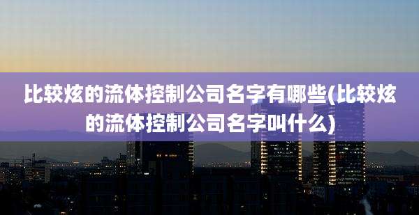 比较炫的流体控制公司名字有哪些(比较炫的流体控制公司名字叫什么)