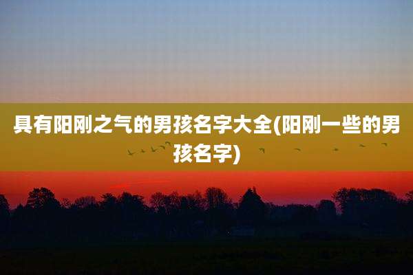具有阳刚之气的男孩名字大全(阳刚一些的男孩名字)