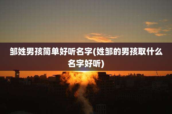 邹姓男孩简单好听名字(姓邹的男孩取什么名字好听)