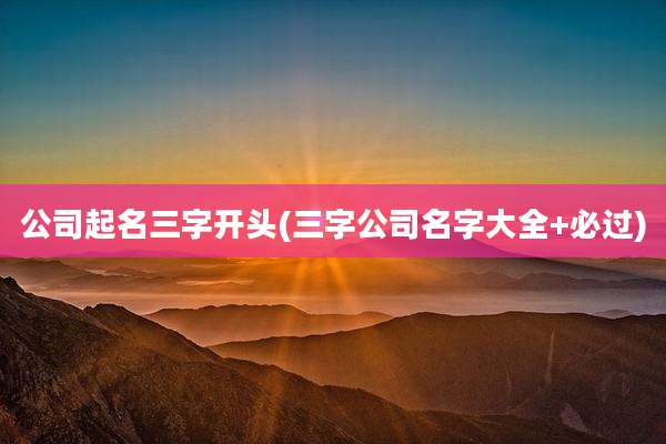 公司起名三字开头(三字公司名字大全+必过)