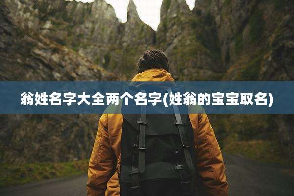翁姓名字大全两个名字(姓翁的宝宝取名)