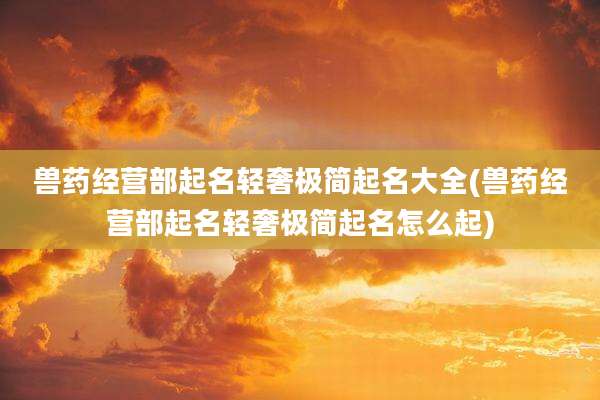 兽药经营部起名轻奢极简起名大全(兽药经营部起名轻奢极简起名怎么起)