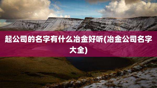 起公司的名字有什么冶金好听(冶金公司名字大全)
