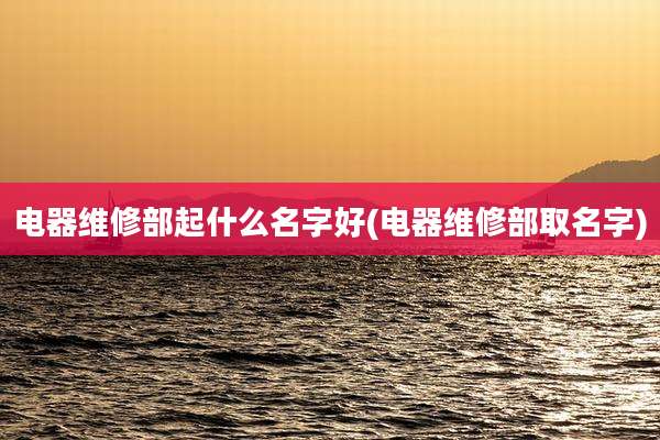 电器维修部起什么名字好(电器维修部取名字)