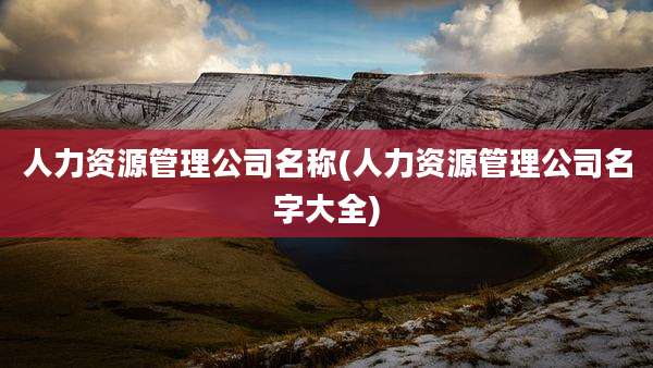 人力资源管理公司名称(人力资源管理公司名字大全)