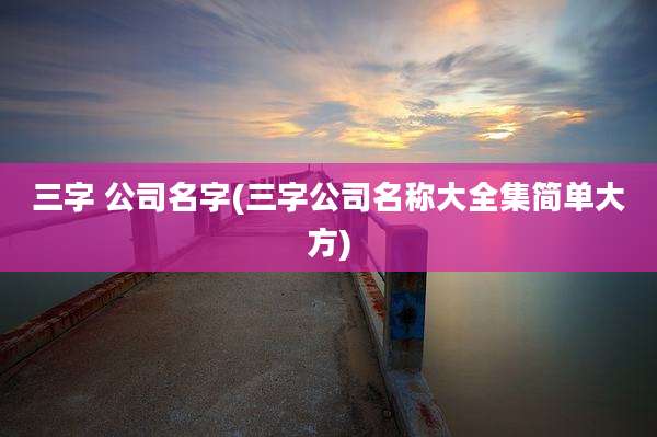 三字 公司名字(三字公司名称大全集简单大方)
