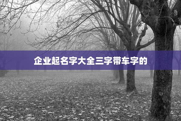 企业起名字大全三字带车字的