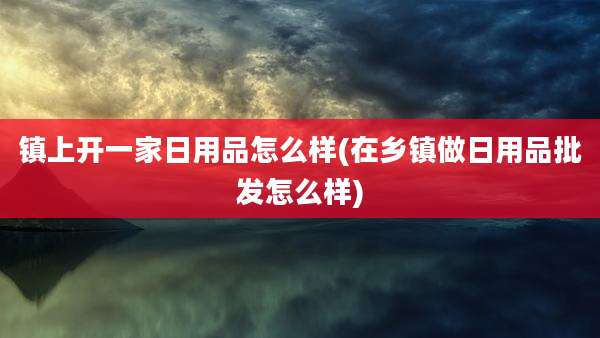 镇上开一家日用品怎么样(在乡镇做日用品批发怎么样)