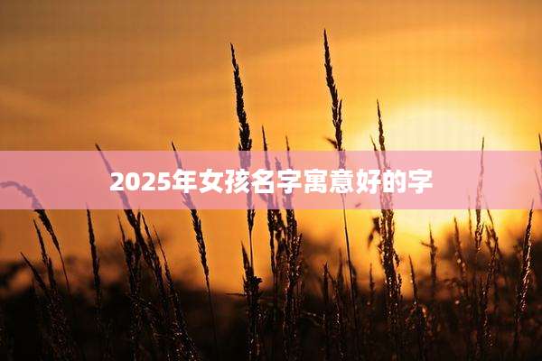2025年女孩名字寓意好的字