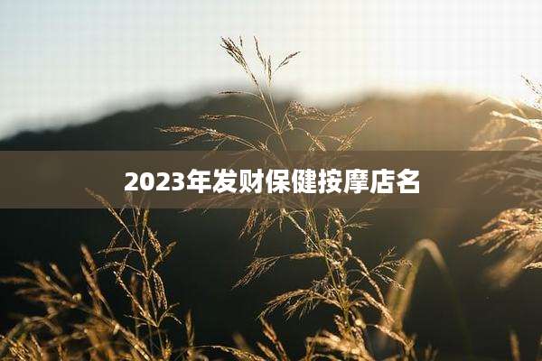 2023年发财保健按摩店名