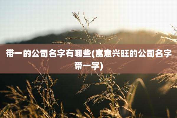 带一的公司名字有哪些(寓意兴旺的公司名字带一字)
