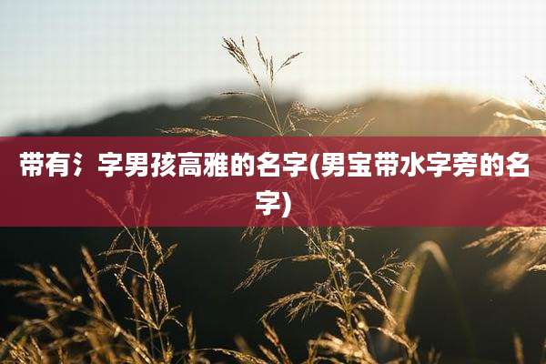 带有氵字男孩高雅的名字(男宝带水字旁的名字)