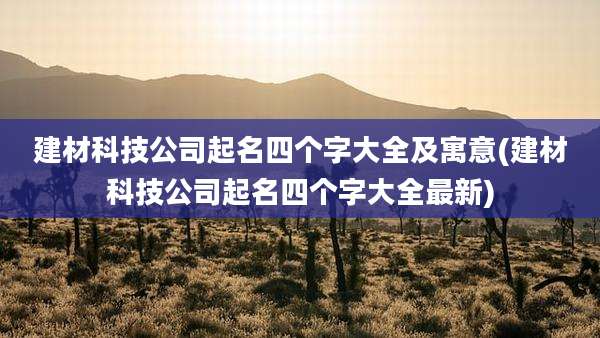 建材科技公司起名四个字大全及寓意(建材科技公司起名四个字大全最新)