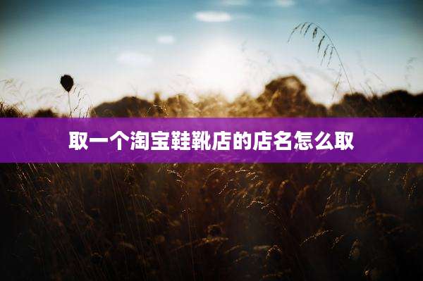 取一个淘宝鞋靴店的店名怎么取