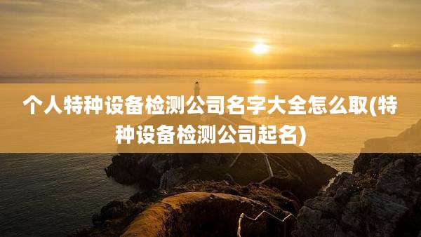 个人特种设备检测公司名字大全怎么取(特种设备检测公司起名)