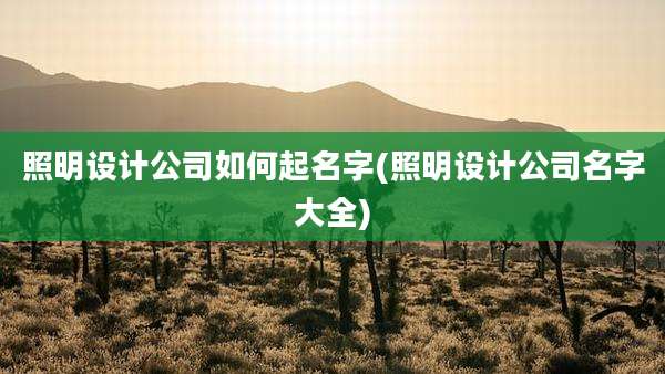 照明设计公司如何起名字(照明设计公司名字大全)