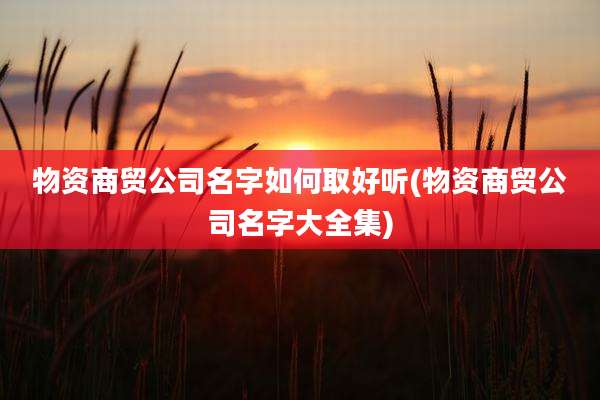 物资商贸公司名字如何取好听(物资商贸公司名字大全集)