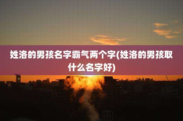 姓洛的男孩名字霸气两个字(姓洛的男孩取什么名字好)