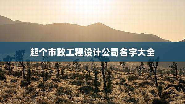 起个市政工程设计公司名字大全