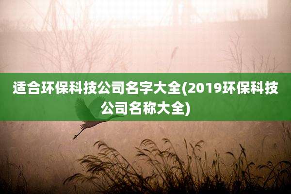 适合环保科技公司名字大全(2019环保科技公司名称大全)