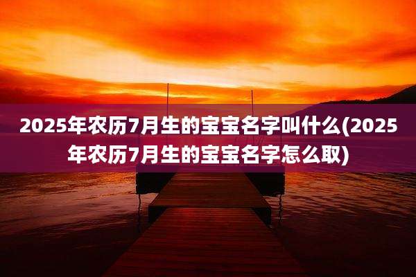 2025年农历7月生的宝宝名字叫什么(2025年农历7月生的宝宝名字怎么取)