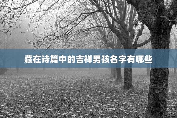 藏在诗篇中的吉祥男孩名字有哪些