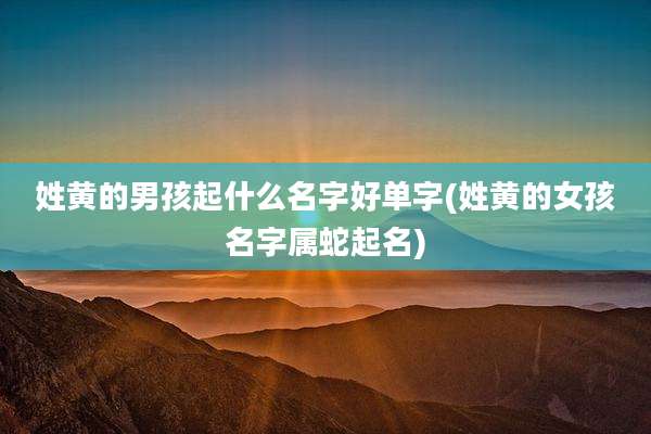姓黄的男孩起什么名字好单字(姓黄的女孩名字属蛇起名)
