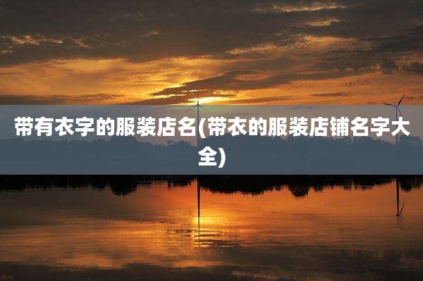 带有衣字的服装店名(带衣的服装店铺名字大全)