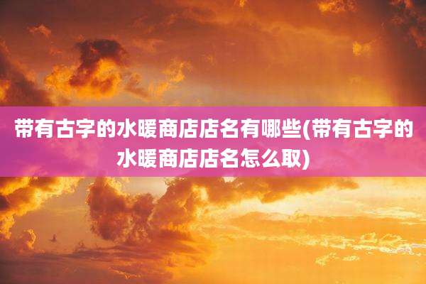 带有古字的水暖商店店名有哪些(带有古字的水暖商店店名怎么取)