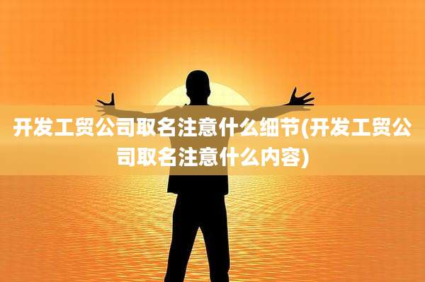 开发工贸公司取名注意什么细节(开发工贸公司取名注意什么内容)