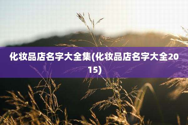 化妆品店名字大全集(化妆品店名字大全2015)