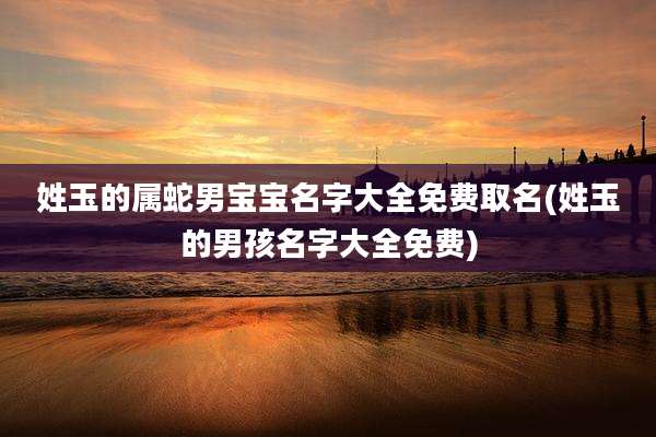 姓玉的属蛇男宝宝名字大全免费取名(姓玉的男孩名字大全免费)