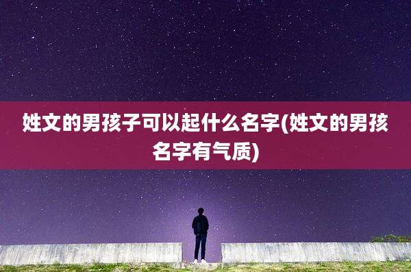 姓文的男孩子可以起什么名字(姓文的男孩名字有气质)