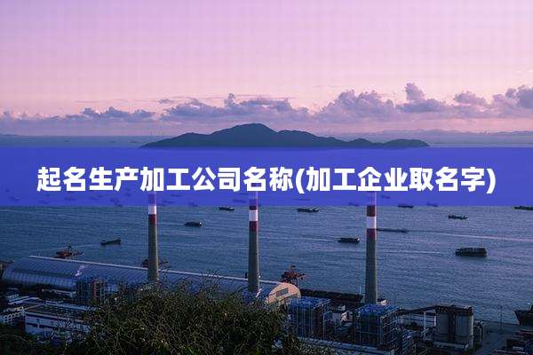 起名生产加工公司名称(加工企业取名字)