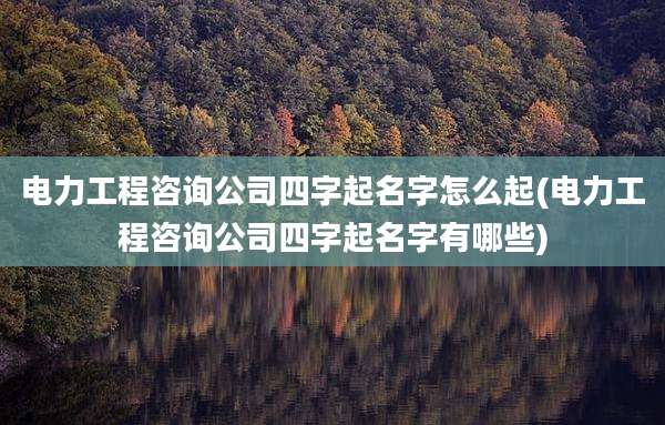 电力工程咨询公司四字起名字怎么起(电力工程咨询公司四字起名字有哪些)