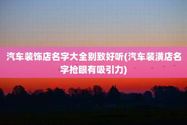 汽车装饰店名字大全别致好听(汽车装潢店名字抢眼有吸引力)