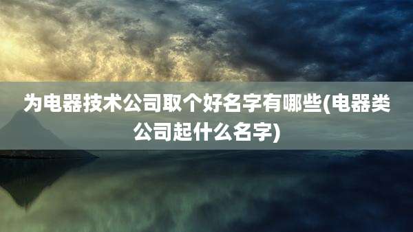 为电器技术公司取个好名字有哪些(电器类公司起什么名字)